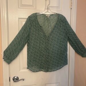 Joie Forest Green Patterned Blouse